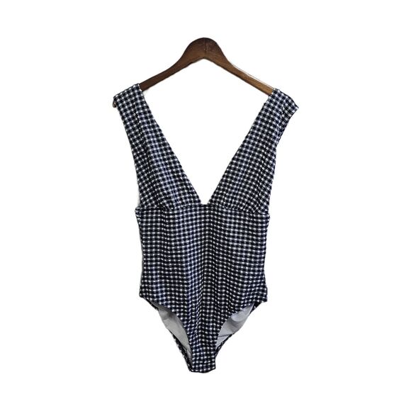 J.Crew gingham blue and white one piece swimsuit size 12